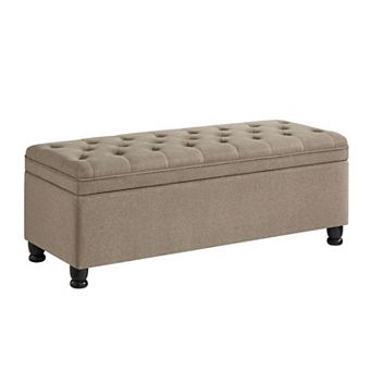 Trikiousd Tufted Storage Bench Upholstered Entryway Bench with Wooden Legs