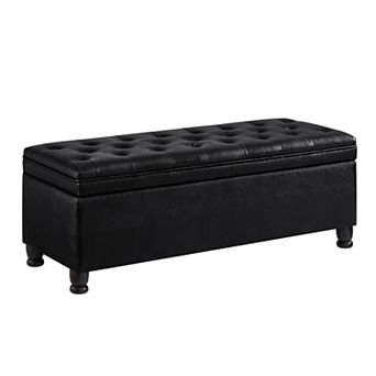 Trikiousd Tufted Storage Bench Upholstered Entryway Bench with Wooden Legs