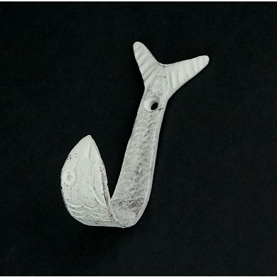 Set of 4 Coastal Color Cast Iron Flipping Fish Decorative Wall Hooks
