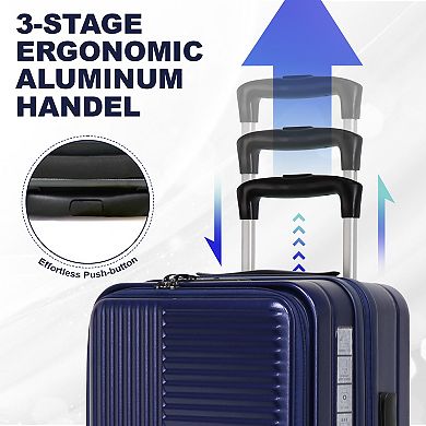 Trikiousd 3-Piece Hardshell Luggage Set with Front Opening & TSA Lock