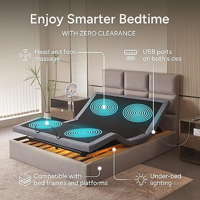 SFE Adjustable Bed Frame w/ Massage, Remote, USB, Underbed Light, Zero G