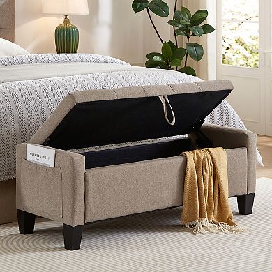 Trikiousd Storage Ottoman Bench with Safety Hinge Upholstered Tufted Seat