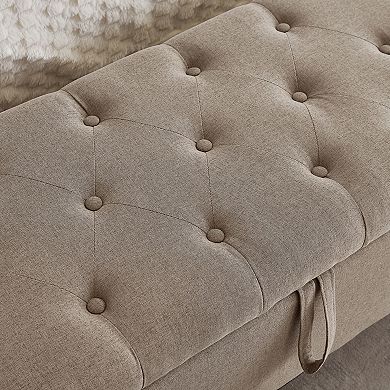 Trikiousd Storage Ottoman Bench with Safety Hinge Upholstered Tufted Seat
