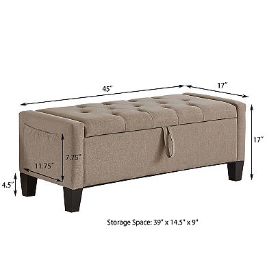 Trikiousd Storage Ottoman Bench with Safety Hinge Upholstered Tufted Seat