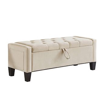 Trikiousd Storage Ottoman Bench with Safety Hinge Upholstered Tufted Seat