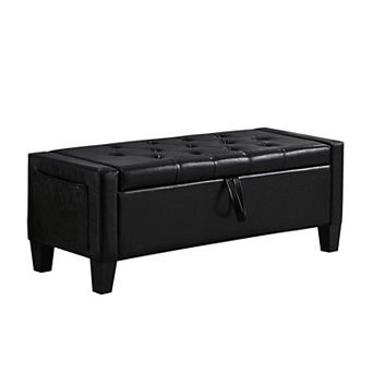Trikiousd Storage Ottoman Bench with Safety Hinge Upholstered Tufted Seat