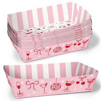 Drinks with the Girls Paper Food Trays Disposable Food Boats Double-Sided Paper Meal Holders - 12 ct