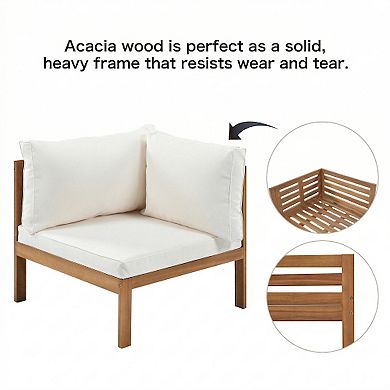 Trikiousd Traditional Style Acacia Wood Outdoor Patio Sofa Set with Cushions & UV Protected Texture