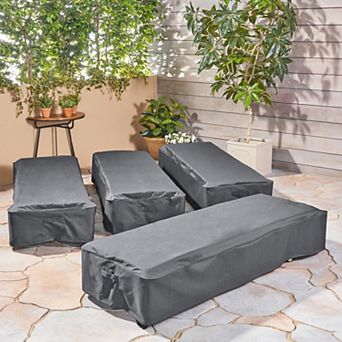 Chaise Lounge Set Cover (Set of 4) Gray Waterproof Furniture Protector