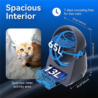 CATLINK Pro-X Self-Cleaning Litter Box: Smart App Control, Pinch-Free Safety for Multiple Cats