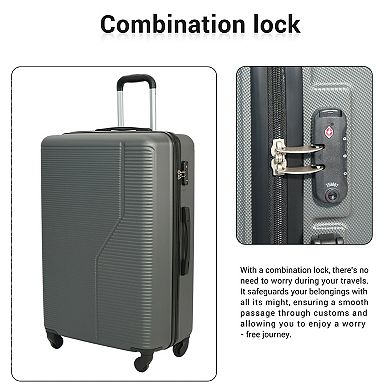 Trikiousd 3-Piece ABS Luggage Set with Spinner Wheels & TSA Lock