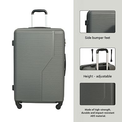 Trikiousd 3-Piece ABS Luggage Set with Spinner Wheels & TSA Lock