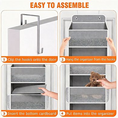 4-Tier Over The Door Organizer Detachable Hanging Storage With Pockets Clear Visibility