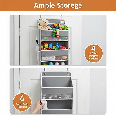 4-Tier Over The Door Organizer Detachable Hanging Storage With Pockets Clear Visibility