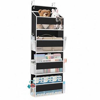 4 tier Over The Door Organizer Detachable Hanging Storage With Pockets Clear Visibility