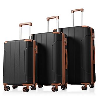 Trikiousd 3 pc ABS Luggage Set with TSA Lock & Spinner Wheels