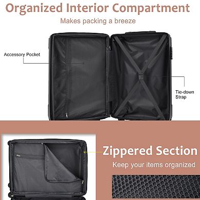Trikiousd 3-Piece ABS Luggage Set with TSA Lock & Spinner Wheels