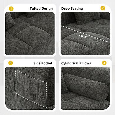 Trikiousd 101.2" Modular Sectional Sofa with Deep Seating and Side Pockets