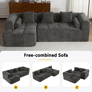 Trikiousd 101.2" Modular Sectional Sofa with Deep Seating and Side Pockets