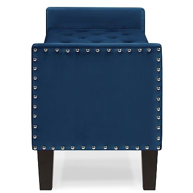Trikiousd Tufted Storage Bench with Armrests Nail Trim Upholstered Entryway Bench