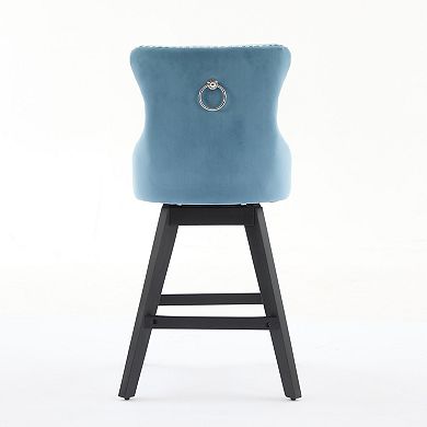 Pnronnc Velvet Swivel Barstools with Button Tufted and Chrome Nailhead Trim, Leisure Bar Chairs