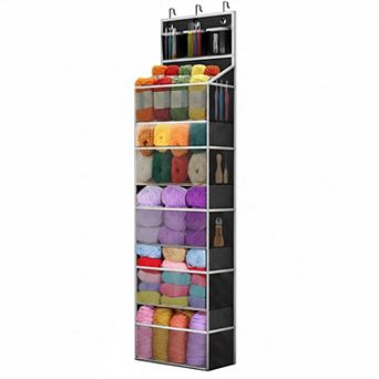 Hanging Yarn Storage Organizer Large Capacity 13 Mesh Bags Over Door Knitting Crochet Holder