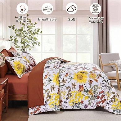 Sunflower Comforter Set 7 Pieces Microfiber Floral Design