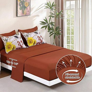 Sunflower Comforter Set 7 Pieces Microfiber Floral Design
