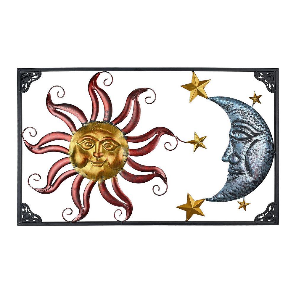 Tri-Color Metal Art Celestial Sun Moon and Stars Indoor Outdoor Wall ...