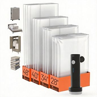 Travel Vacuum Bags with Electric Pump 12 Pack Space Saver for Clothing Bedding Luggage