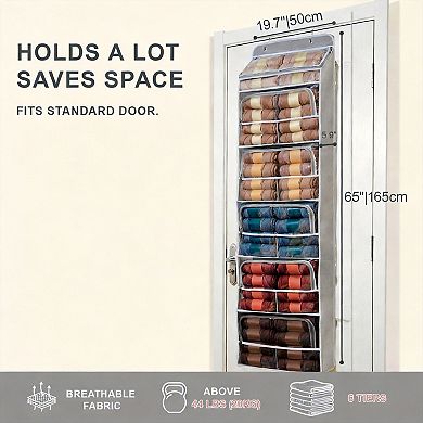 Hanging Yarn Storage Organizer 6 Compartments Over Door Clear Window Breathable Fabric