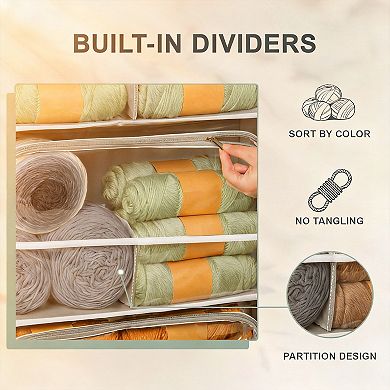 Hanging Yarn Storage Organizer 6 Compartments Over Door Clear Window Breathable Fabric