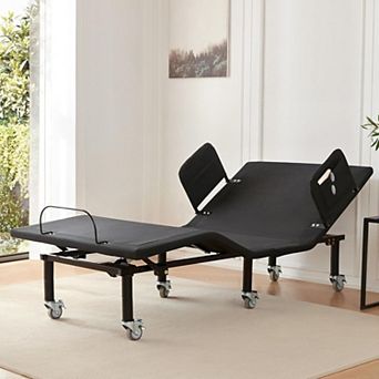FlexCare Adjustable Bed Frame w/ Rails, Wireless Remote, Underbed Light, Brake Wheels