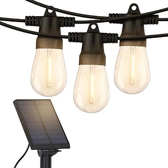 Solar Outdoor String Lights, Shatterproof LED Edison Patio Lights