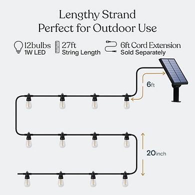 Solar Outdoor String Lights, Shatterproof LED Edison Patio Lights
