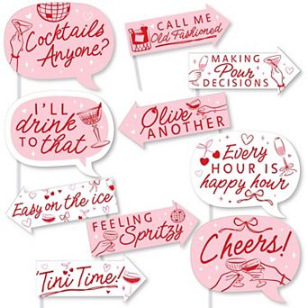 Funny Drinks with the Girls Photo Booth Props Kit Birthday, Galentine, Bachelorette Supplies - 10 ct