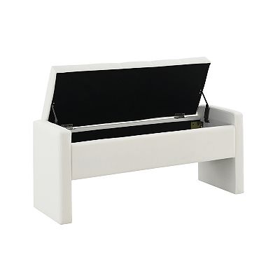 Trikiousd Storage Ottoman Bench Upholstered Footrest Stool for Bedroom Entryway