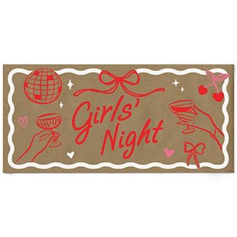 Drinks with the Girls Kraft Paper Banner, Girls' Night, Printed Brown Paper Party Sign Decor 1 ct