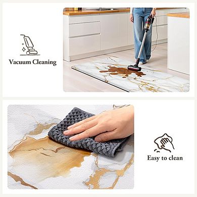 Slip Resistant Kitchen Mat Set Low Profile Floor Sink Stove Rugs