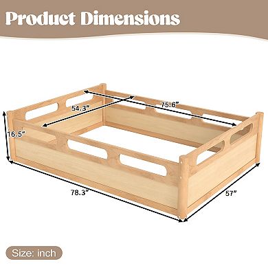 Trikiousd Wood Floor Bed Montessori Bed Frame Full-length Guardrails
