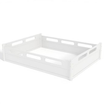 Trikiousd Wood Floor Bed Montessori Bed Frame Full-length Guardrails