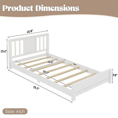 Trikiousd Twin Size Low Profile Platform Bed Wood Bed Frame with Support Slats
