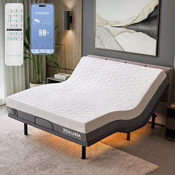 SFE Adjustable Bed Frame w/ 10" Memory Foam Mattress, Massage, USB, Light