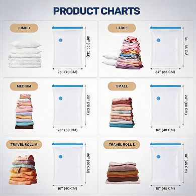 Vacuum Storage Bags 20 Pack Space Saver with Hand Pump for Travel Clothing Bedding