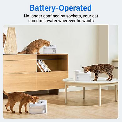 CATLINK W03 Wireless Cat Water Fountain: 2300ml, 5000mAh Battery, App Control & 30dB Low Noise