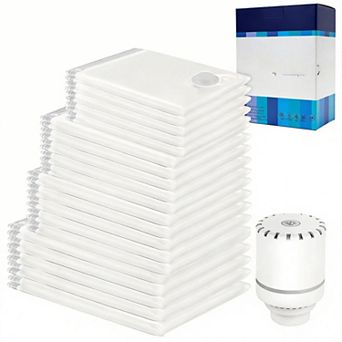 18-Pack Vacuum Storage Bags with Electric Pump for Clothes Blankets Bedding Durable Reusable