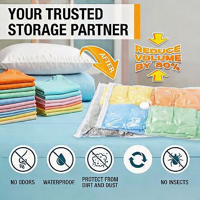 18-Pack Vacuum Storage Bags with Electric Pump for Clothes Blankets Bedding Durable Reusable