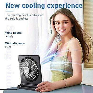 USB Mini Fan Strong Wind 3-Speed Adjustable Folding Quiet Desk