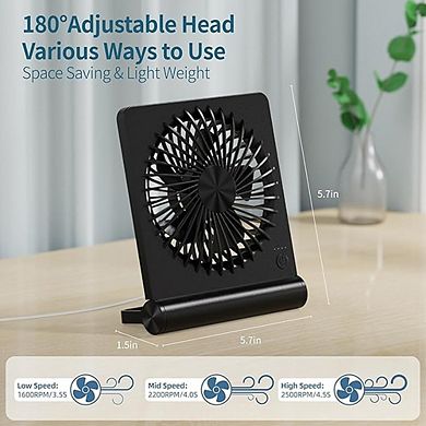 USB Mini Fan Strong Wind 3-Speed Adjustable Folding Quiet Desk
