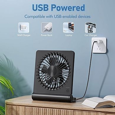 USB Mini Fan Strong Wind 3-Speed Adjustable Folding Quiet Desk
